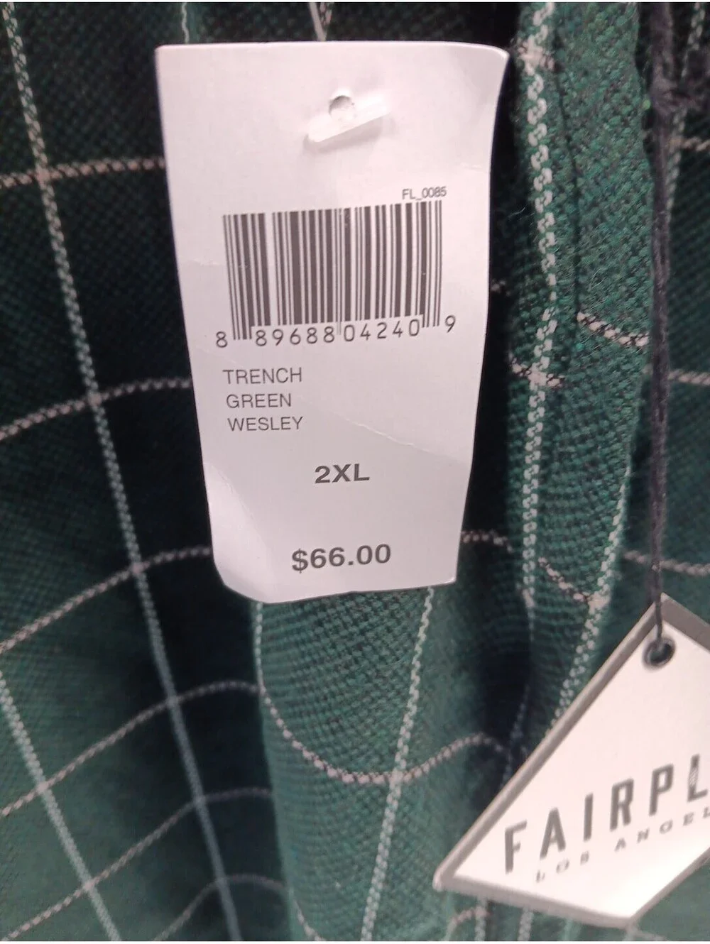 FairPlay Los Angeles Jacket Mens 2XL Trench Wesley  Green Long Sleeve Zip Up New